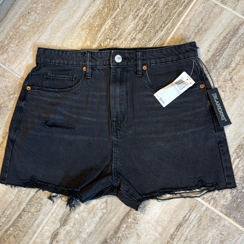NWT BLANKNYC The Reeve High Waist Denim Shorts Distressed Black Size 27